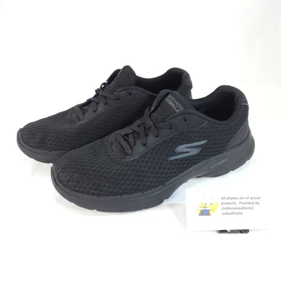 Skechers GoWalk 6 Athletic Lace Up Walking Shoe Womens Size 9.5 124514 Black - Picture 1 of 10